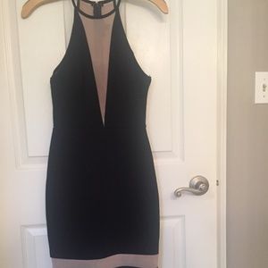 Jodi Kristopher black dress w/nude mesh accent -5